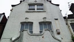 Gable requiring paint removal and render removal