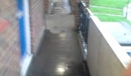 Damaged asphalt walkway