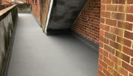 External walkway following application of Polyac Rapid, rapid cure, waterproof, anti-slip coating.