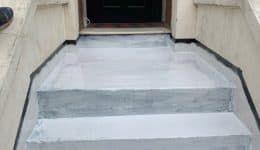 Steps levelled and waterproof membrane applied