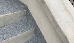 quartz being applied to repaired steps