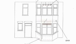 Structural Repair Drawing showing repair scheme for cracking in the brickwork of bay window.