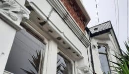 Bay window after repairs but prior to making good